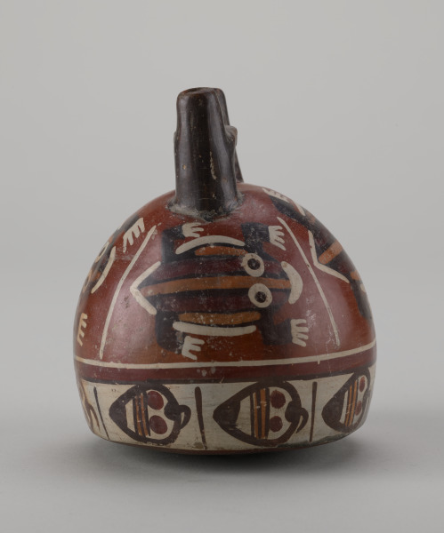 Double-Spout Bottle Decorated with Striped Frogs and Lúcuma Fruit - Image 3