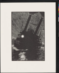 The River, The Up-Stream Boat, and the Night Sky