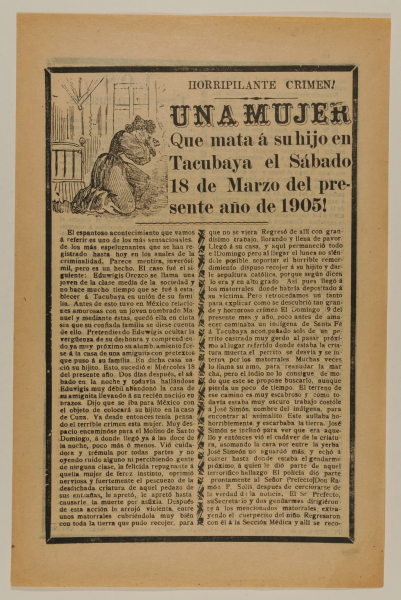 Horripilante Crimen! Una Mujer que mata á su hijo en Tacubaya el Sábado 18 de Marzo del presente año de 1905! - Image 2