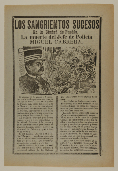 Los Sangrientos Sucesos, En la Ciudad de Puebla, La muerte del Jefe de Policía Miguel Cabrera. - Image 2