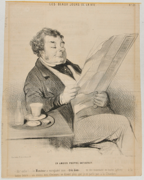 A vanity suitably gratified. – Ah! Finally!…. the “Moniteur” has printed my “very good”, naming me in full. Wonderful… at least my electorate will no longer say that I never speak up in Parliament - Image 2