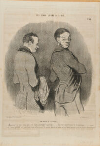 A fashionable dresscoat. – Monsieur, I assure you that this suit is very becoming!…. – Yes, both becoming and economical…. with a jacket like this, one could very well answer the door and be taken for one’s own servant!