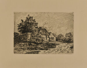 Charrette devant une Ferme