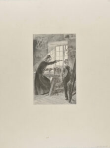 Studio Scene with Two Male Figures, One in Front of an Easel