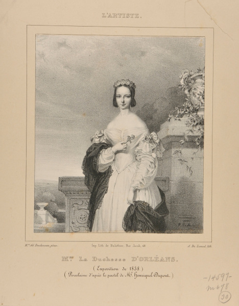 Madame la Duchesse d’Orléans (Exposition de 1838) (Porcelaine d’après le pastel de Mr. Henriquet-Dupont), after Mme. Ad. Ducluzeau