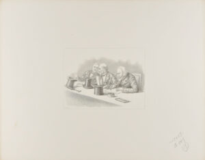 Three Men at a Table with their Top Hats