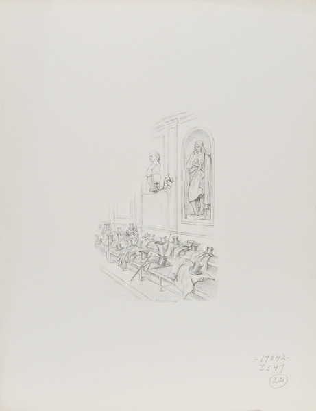 COATS AND HATS ON BENCHES