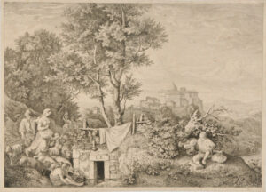 Landscape with Shepherds and Shepherdess at Bridge