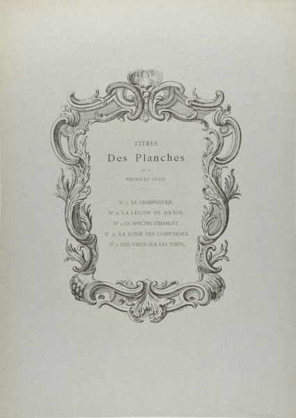 CONTENTS LIST FROM THE SERIES "EAUX-FORTES SUR L'OPÉRA"