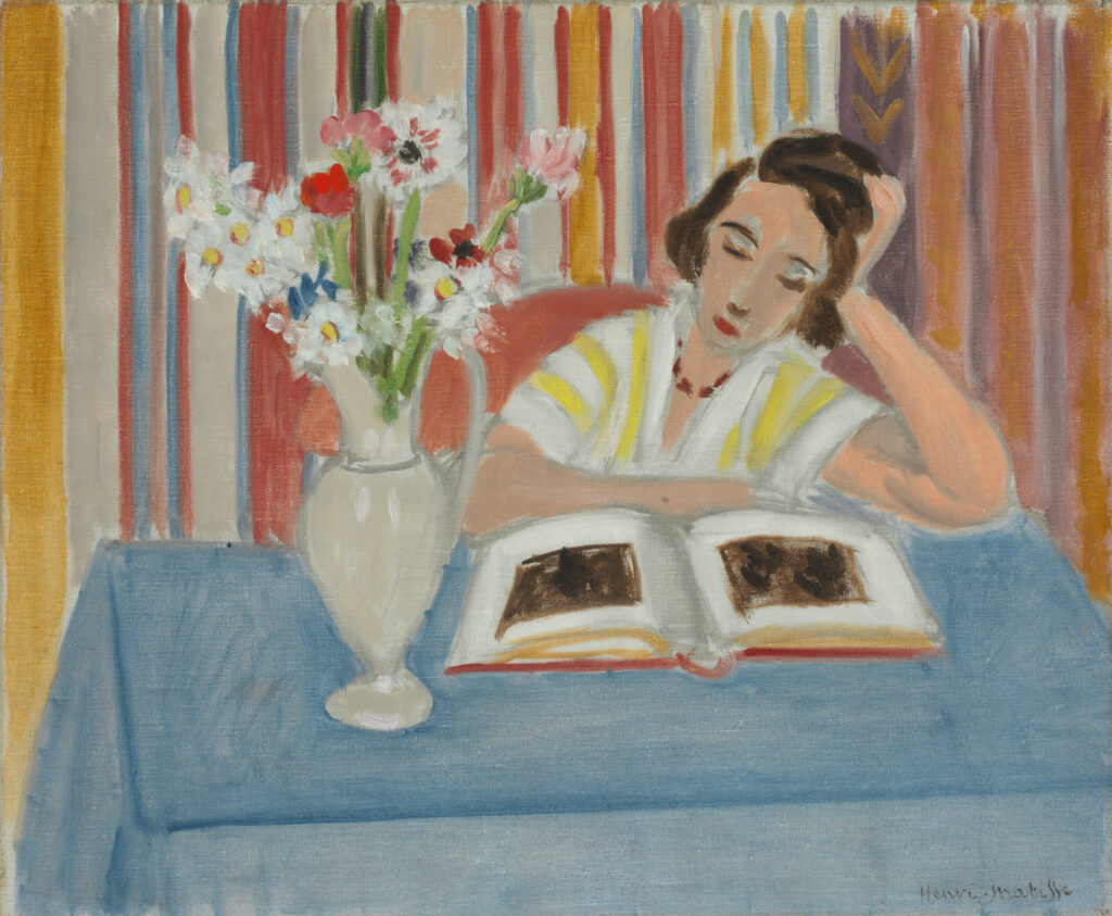 Girl Reading, Vase of Flowers