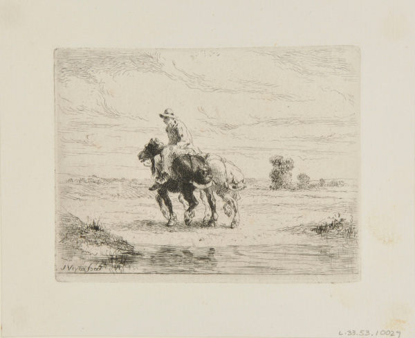 Deux chevaux de halage sx'éloignant