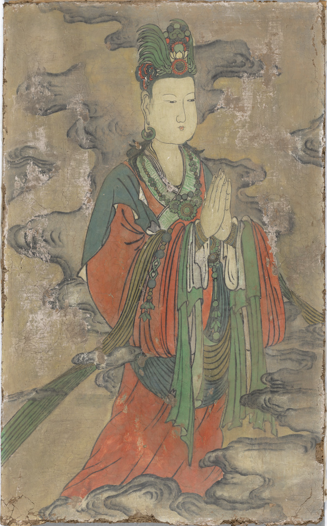 Daoist Female Attendant (fragment of a wall painting)