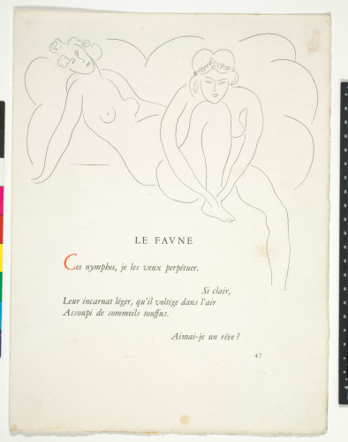 NYMPHS (REFUSED ETCHING ON PAGE PROOF, RECTO); NYMPH AND FAUN (PUBLISHED STATE, INSIDE FOLD)