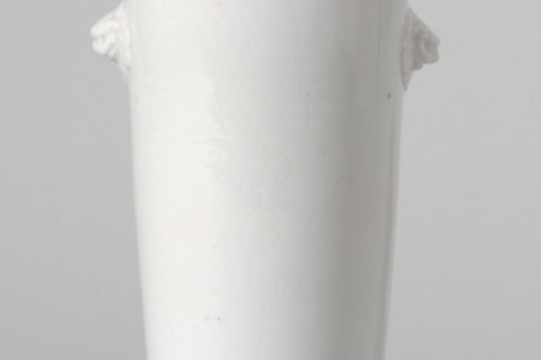 Sleeve Vase with Incised Tree Peony Design and Animal Mask Handles