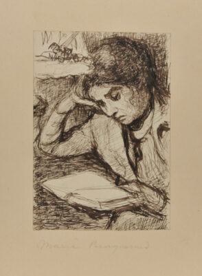 Femme lisant, la tête appuyée sur la main