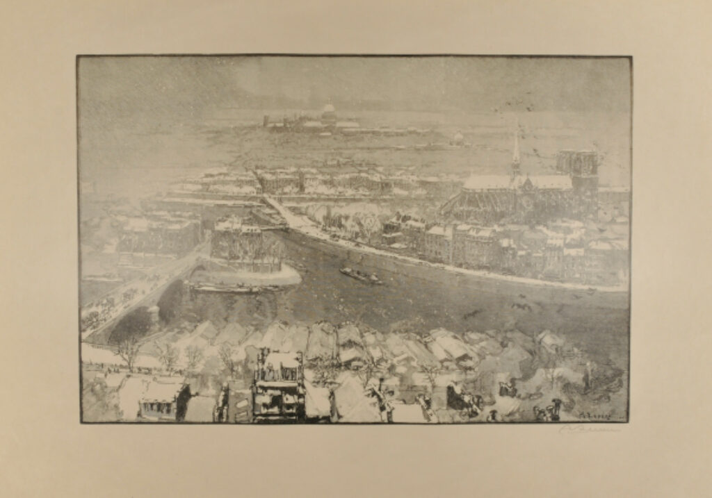 Paris sous la neige, vu du haut de Saint-Gervais