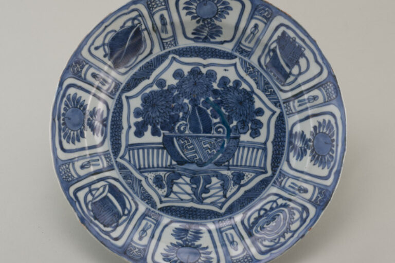 Dish Decorated with a Basket of Flowers