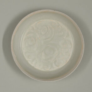 Qingbai Dish with Carved Scroll Motif