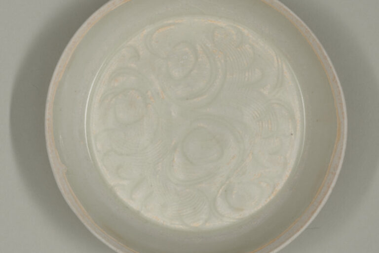 Qingbai Dish with Carved Scroll Motif