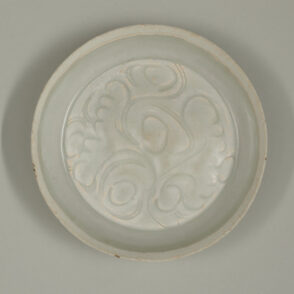 Qingbai Dish with Carved Scroll Motif