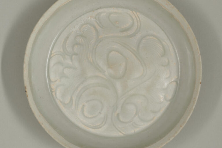 Qingbai Dish with Carved Scroll Motif