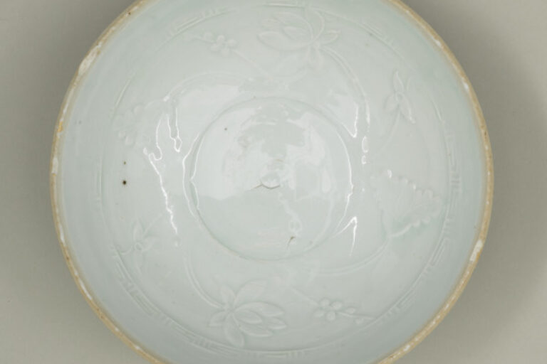 Bowl with Applied and Slip-Trailed Lotus and Arrowhead Design