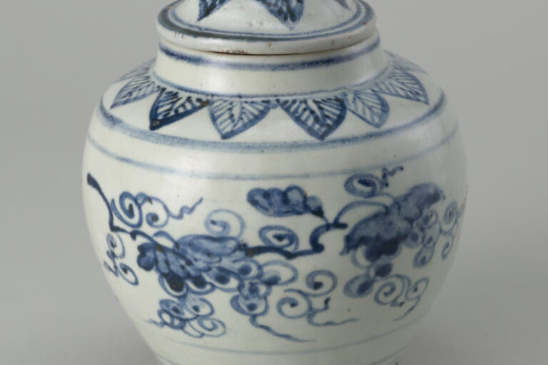 Covered Jar Decorated with Grape Vine