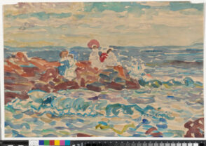 Figures on Rocks (recto); Study of Three Figures (verso)