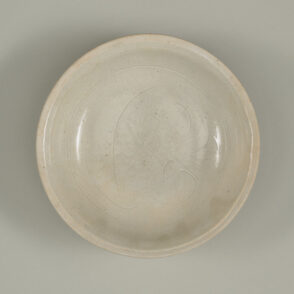 Dish with Incised Design and Carved Upright Petals Around Exterior