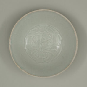 Bowl with Carved Flower Design with Combed Details and Unglazed Rim