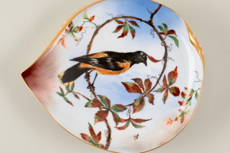 "BALTIMORE ORIOLE, AND VIRGINIA CREEPER" DESSERT OR FRUIT PLATE