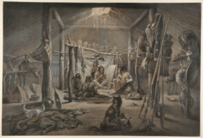 The Interior of the Hut of a Mandan Chief