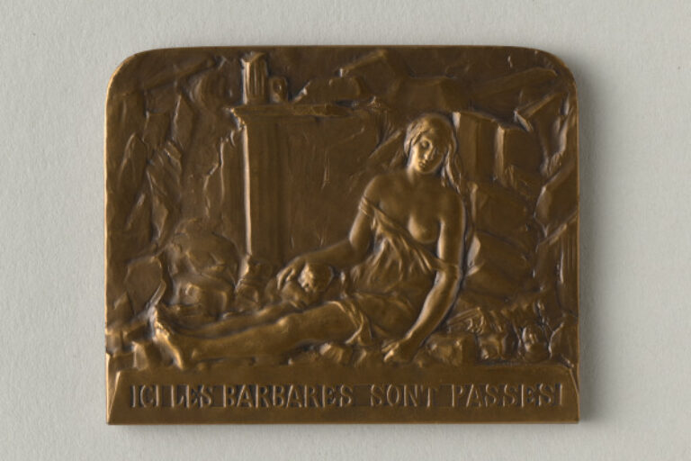 "HERE THE BARBARIANS HAVE PASSED" PLAQUETTE