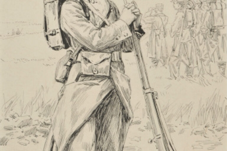 Portrait of a Standing Soldier with Rifle