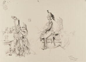 Military Sketches: Soldiers Drinking, and Soldiers on Horseback
