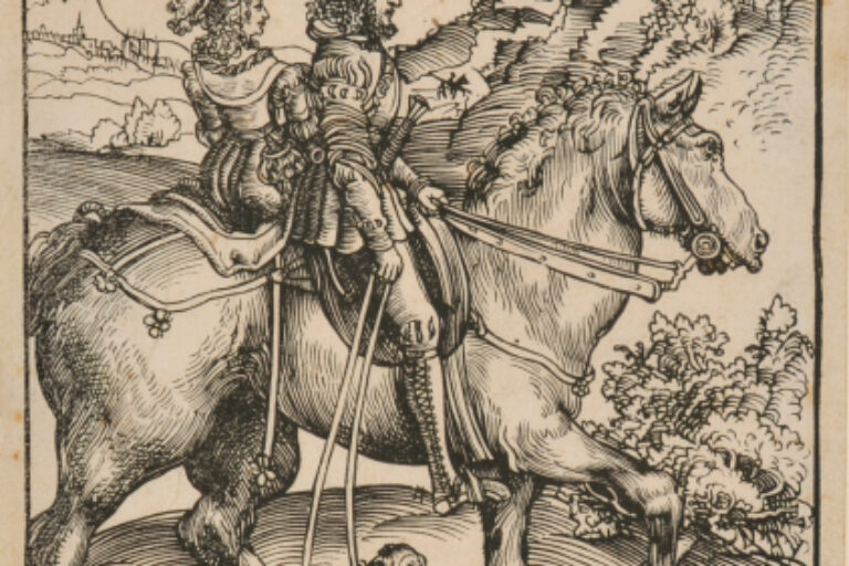 GENTLEMAN AND LADY RIDING TO THE HUNT