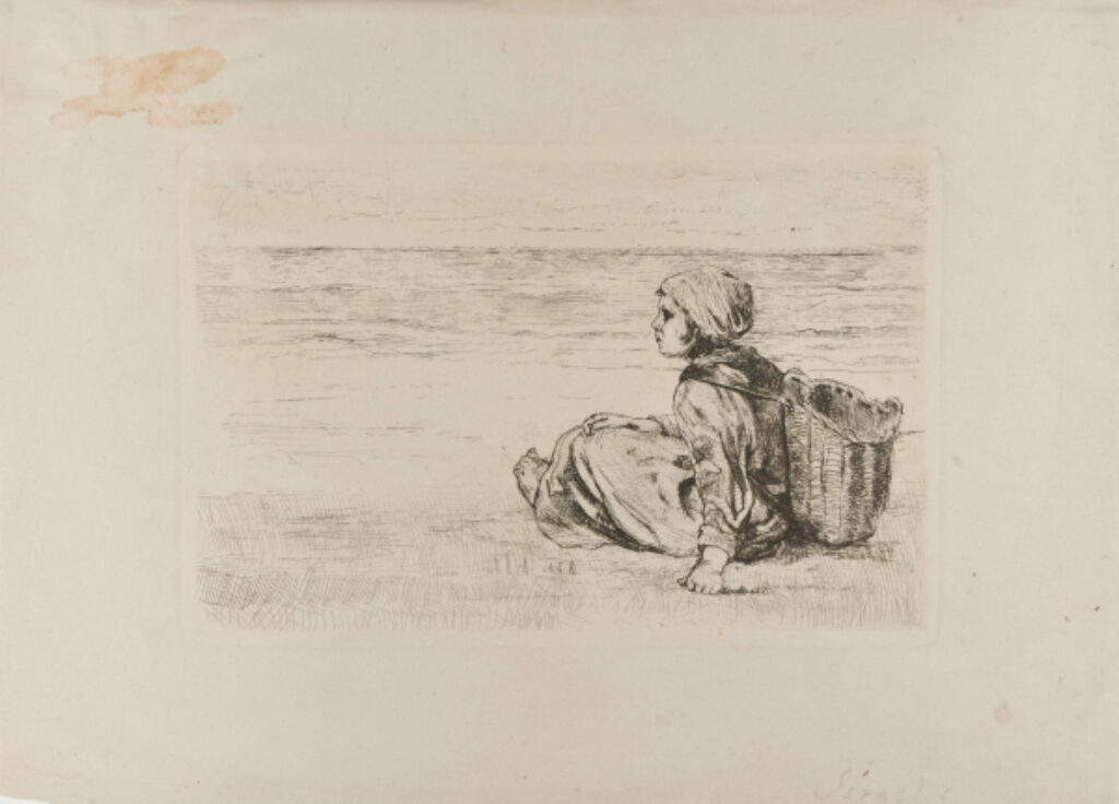 Girl with Basket Seated on the Shore - Image 2