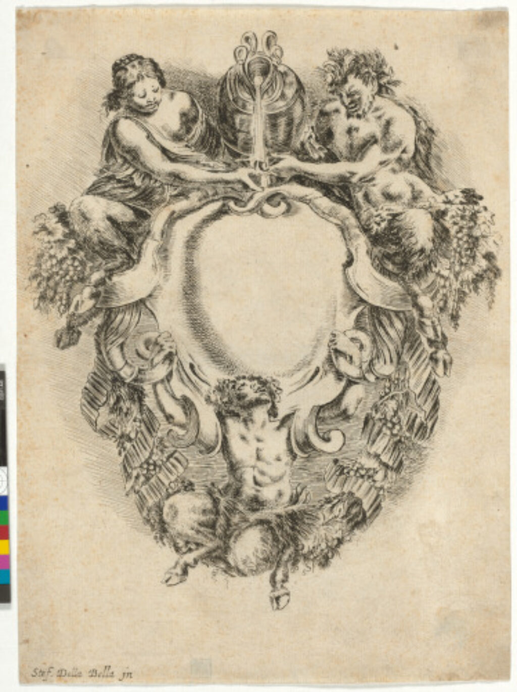 Cartouche with Two Fauns and a Fauness