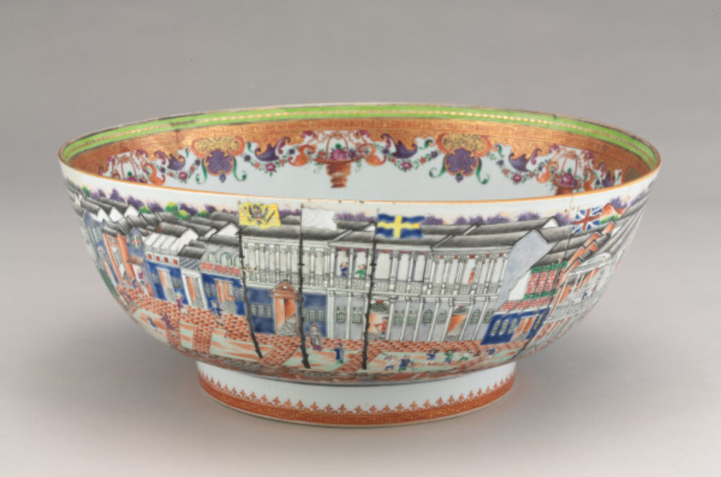 European Market Bowl Depicting Canton Hongs - Image 1