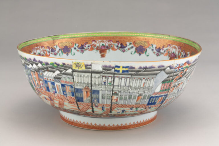 European Market Bowl Depicting Canton Hongs