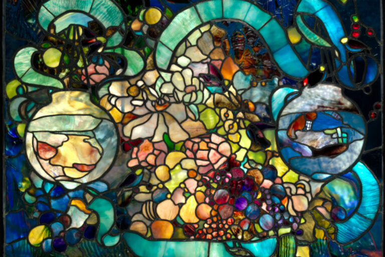 "FLOWER, FISH AND FRUIT" WINDOW PANEL