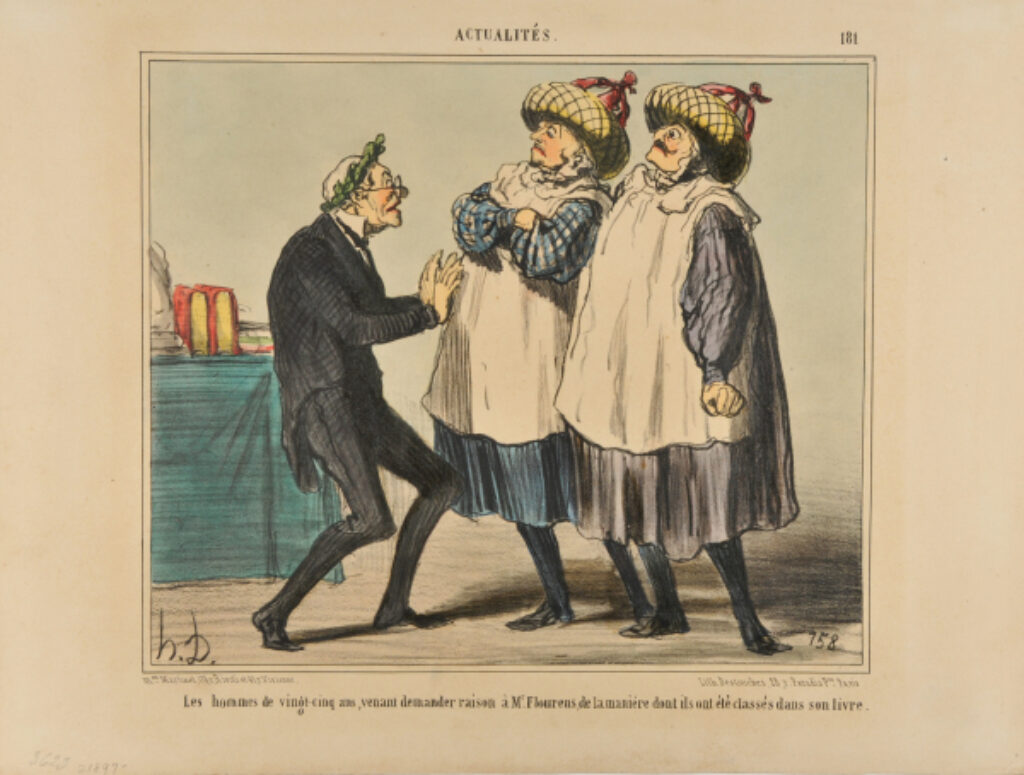 Les hommes de vingt-cinq ans venant demander raison à Mr. Flourens de la manière dont ils on été classés dans son livre.