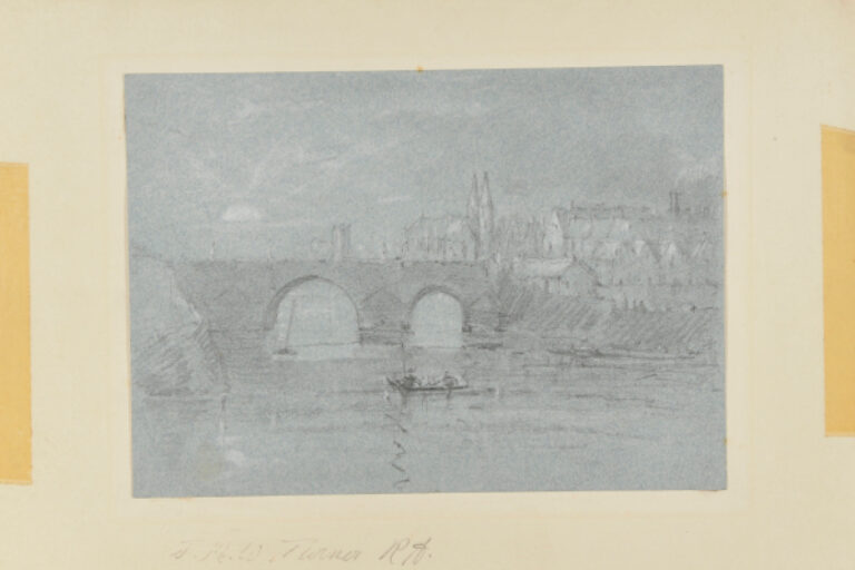 RIVER SCENE WITH BRIDGE