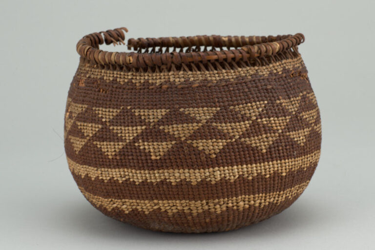 Basket with Alternating Horizontal Bands and Triangle Designs