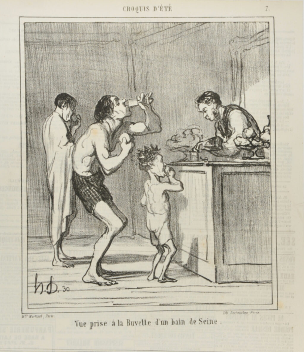 Vue prise à la buvette d’un bain de Seine.