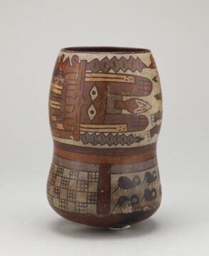 Jar with Masked Feline Design
