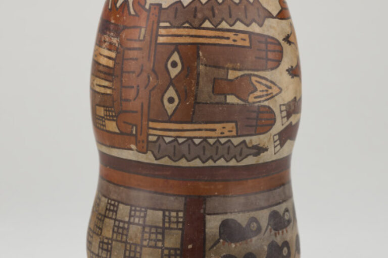 Jar with Masked Feline Design
