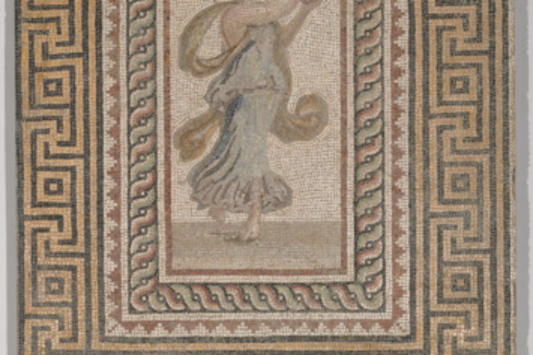 Fragment of floor mosaic depicting a dancing maenad