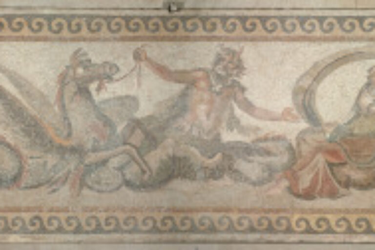Fragment of floor mosaic depicting a procession of sea gods and creatures
