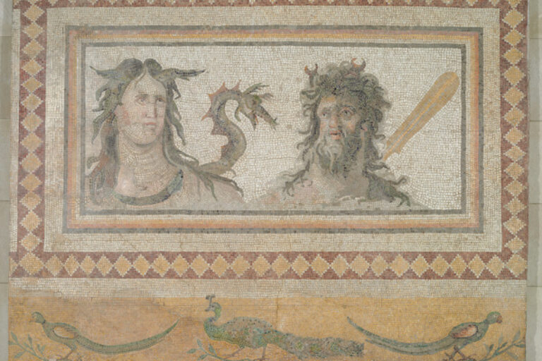 Fragment of floor mosaic depicting Tethys and Oceanus